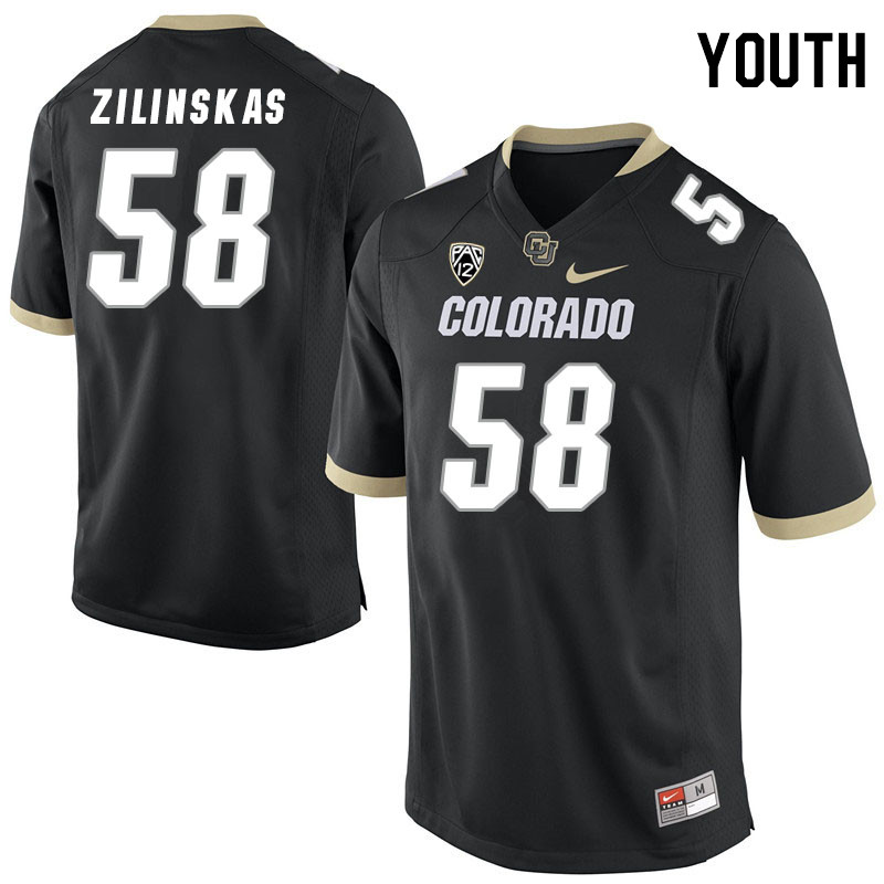 Youth #58 Hank Zilinskas Colorado Buffaloes College Football Jerseys Stitched Sale-Black